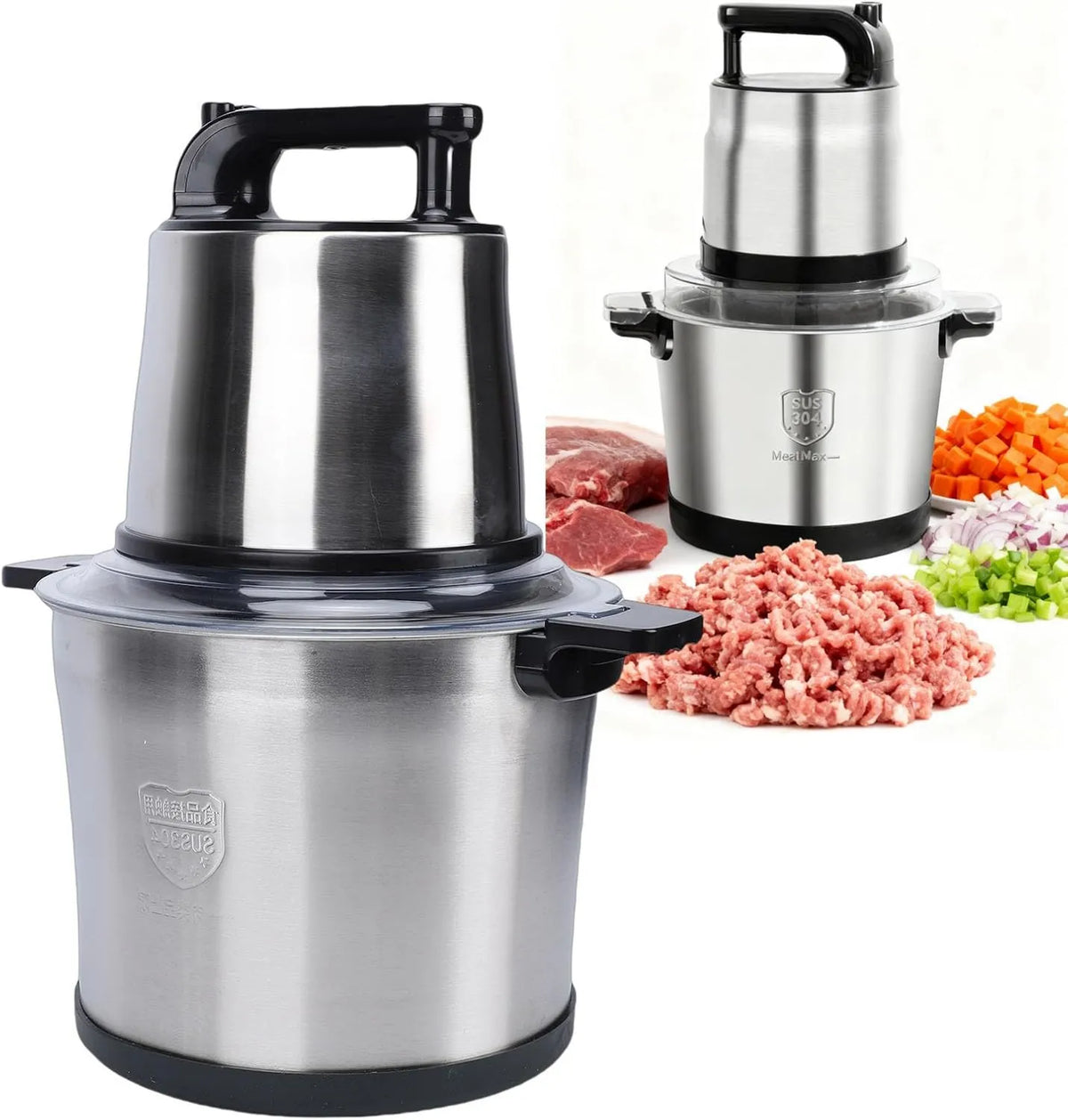 AMONIDA maszynka do mięsa, Robot, Plug, 10 l, 1800 W, stal nierdzewna, do kruszenia pasty mięsnej
