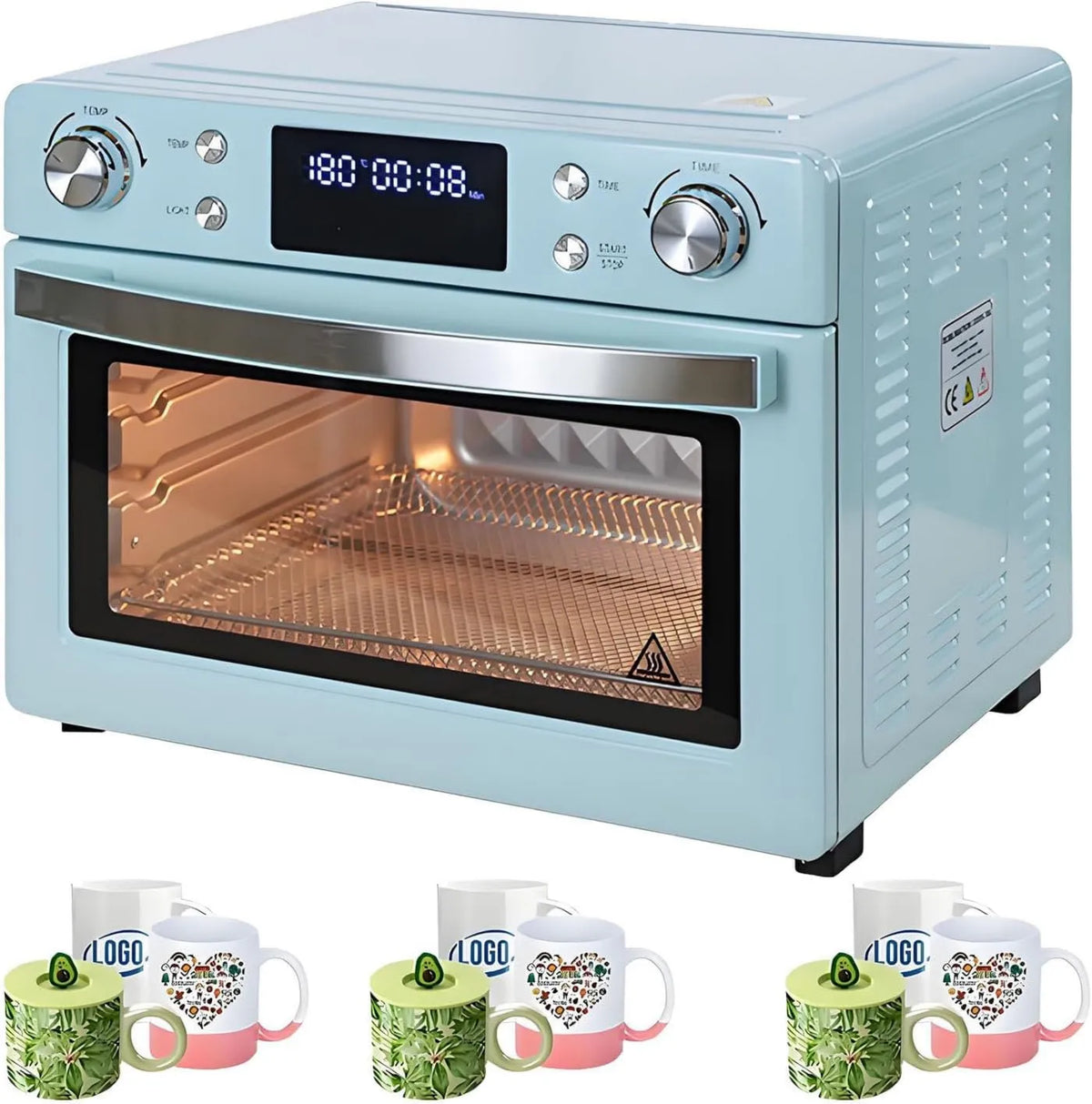AiODiO, Piec elektryczny, 30 l, 1400 W, 360 ° Jednolite ogrzewanie, kubki i kubki. 30 l, Konwekcja piekarnik, z cyfrowym wyświetlaczem, do sublimacji