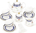 fanquare, Vintage Kawa Cup i Cup, Nowoczesne Porcelana zestaw herbaty, 21 Kawałki niebieski różowy zestaw herbaty brytyjski dla