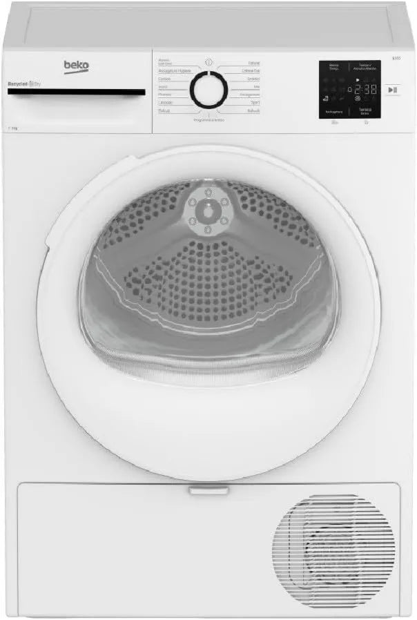 Beko suszarka z pompą ciepła, BMT93EW suszarka, 9 kg, klasa energetyczna D, biały, linia Aestetyczny NX, suszarka BMT93EW 9 kg, silnik asynchroniczny, cyfrowy wyświetlacz